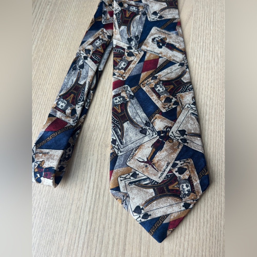 Structure Playing Card and Stripe Tie - Red, Blue, Cream Vintage 🎰 Vibes Casino